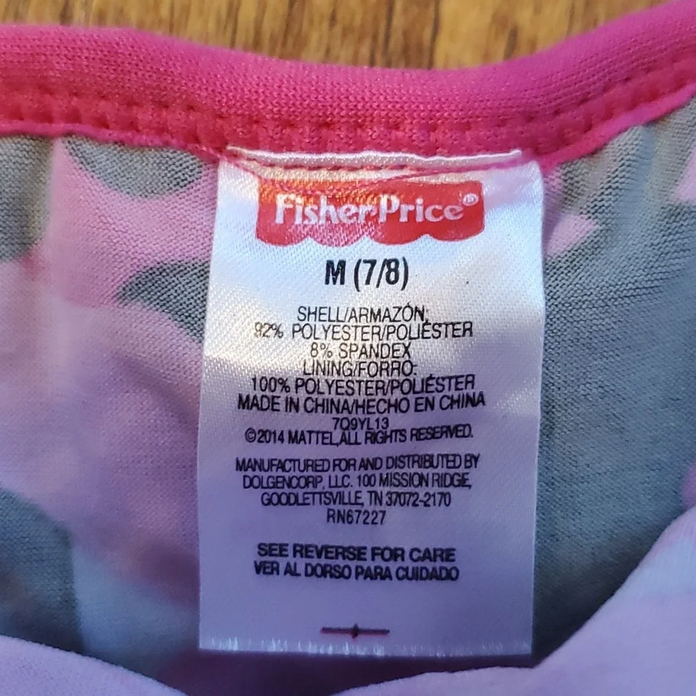 Fisher Price Floral Camo Ruffled 2 piece‎ swimsuit size 7/8